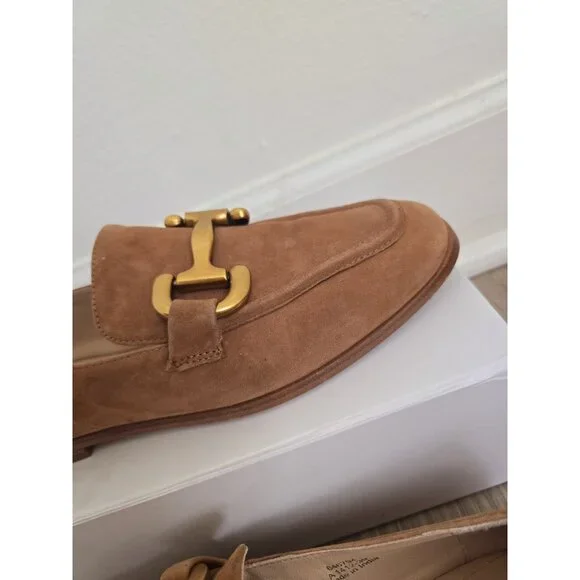 Boden Iris Snaffle Loafers Shoes Horsebit Suede Leather 39 8 Tan Brown Slip On - Picture 9 of 11